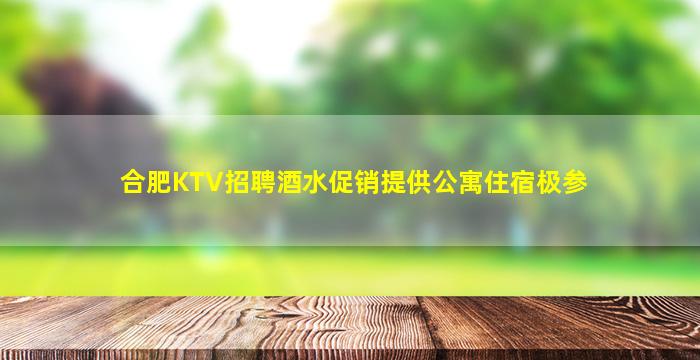 合肥KTV招聘酒水促销提供公寓住宿极参